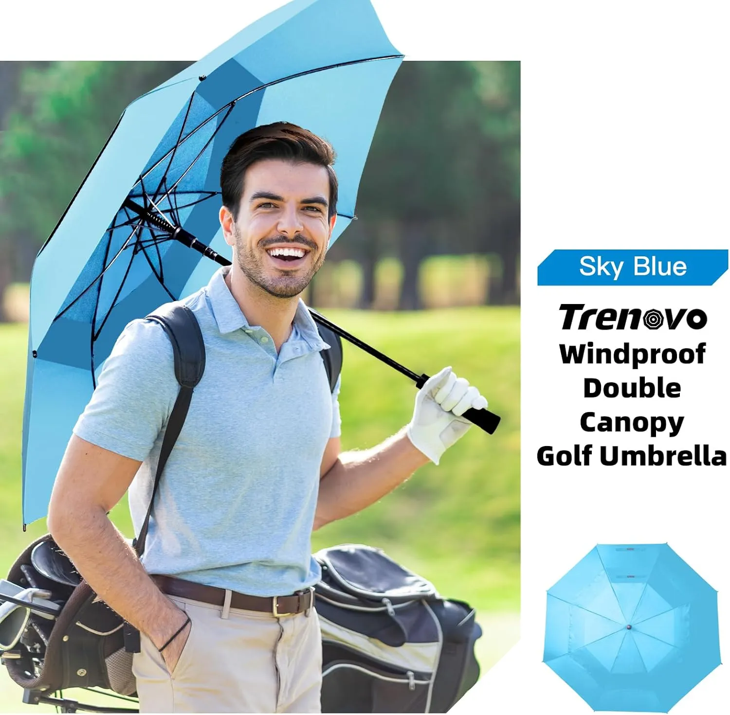 47/54 Inch Ventilated Double Canopy Windproof Stick Umbrellas for Rain, Automatic Open Golf Umbrella – Available in for Adults, Kids, Outdoor Enthusiasts