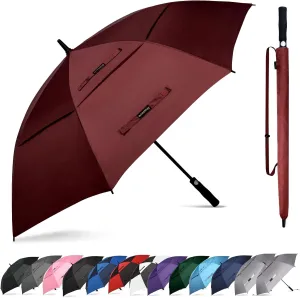 47/54 Inch Ventilated Double Canopy Windproof Stick Umbrellas for Rain, Automatic Open Golf Umbrella – Available in for Adults, Kids, Outdoor Enthusiasts