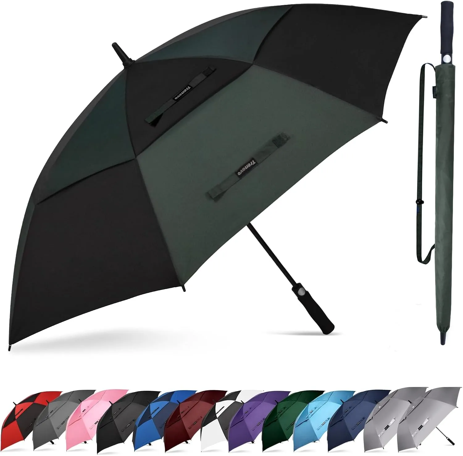 47/54 Inch Ventilated Double Canopy Windproof Stick Umbrellas for Rain, Automatic Open Golf Umbrella – Available in for Adults, Kids, Outdoor Enthusiasts