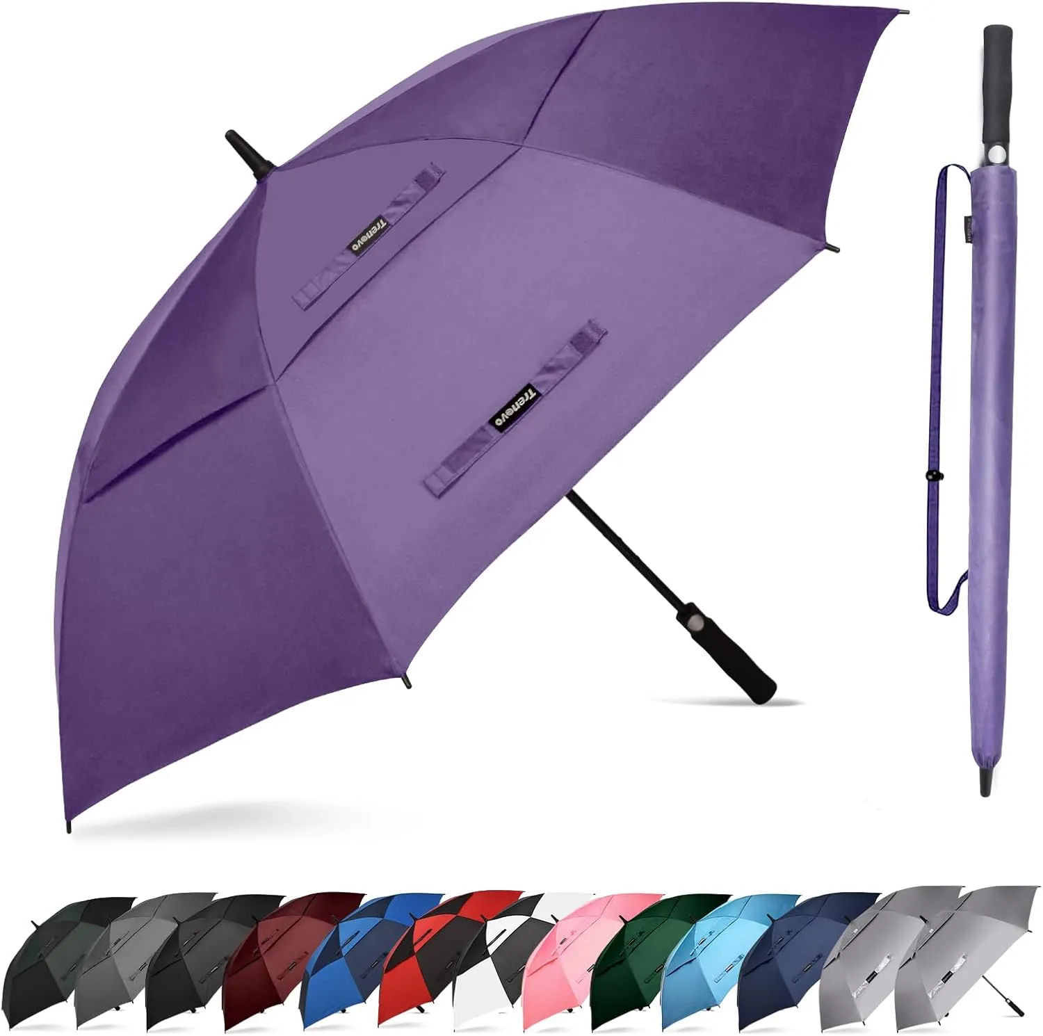 47/54 Inch Ventilated Double Canopy Windproof Stick Umbrellas for Rain, Automatic Open Golf Umbrella – Available in for Adults, Kids, Outdoor Enthusiasts