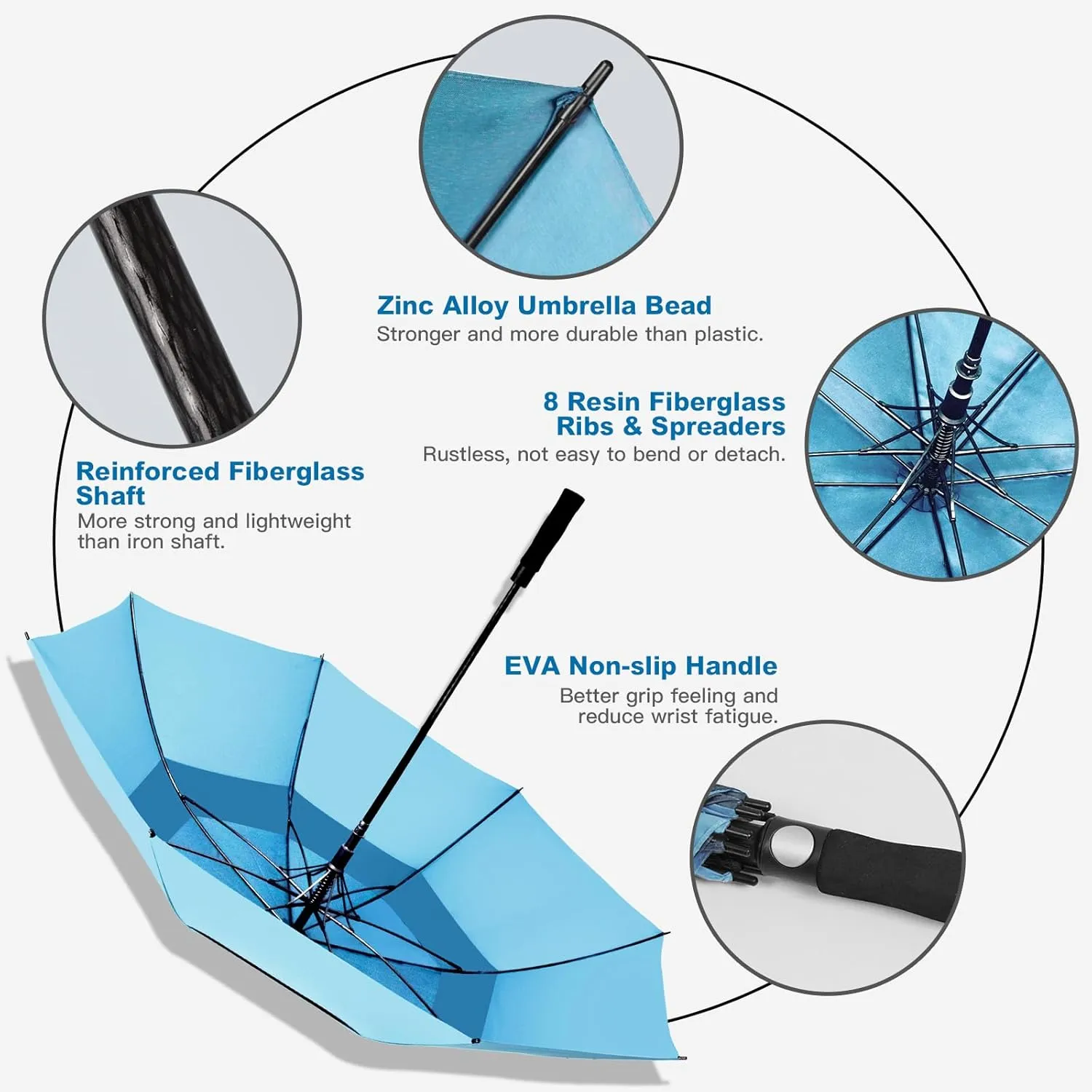47/54 Inch Ventilated Double Canopy Windproof Stick Umbrellas for Rain, Automatic Open Golf Umbrella – Available in for Adults, Kids, Outdoor Enthusiasts