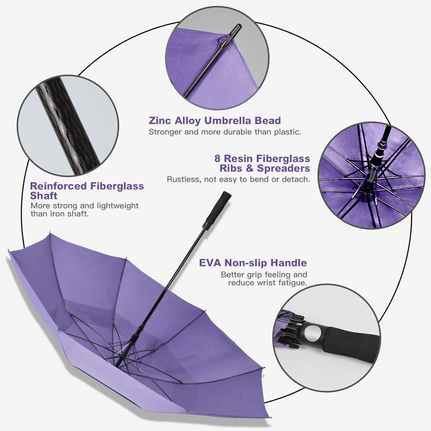 47/54 Inch Ventilated Double Canopy Windproof Stick Umbrellas for Rain, Automatic Open Golf Umbrella – Available in for Adults, Kids, Outdoor Enthusiasts