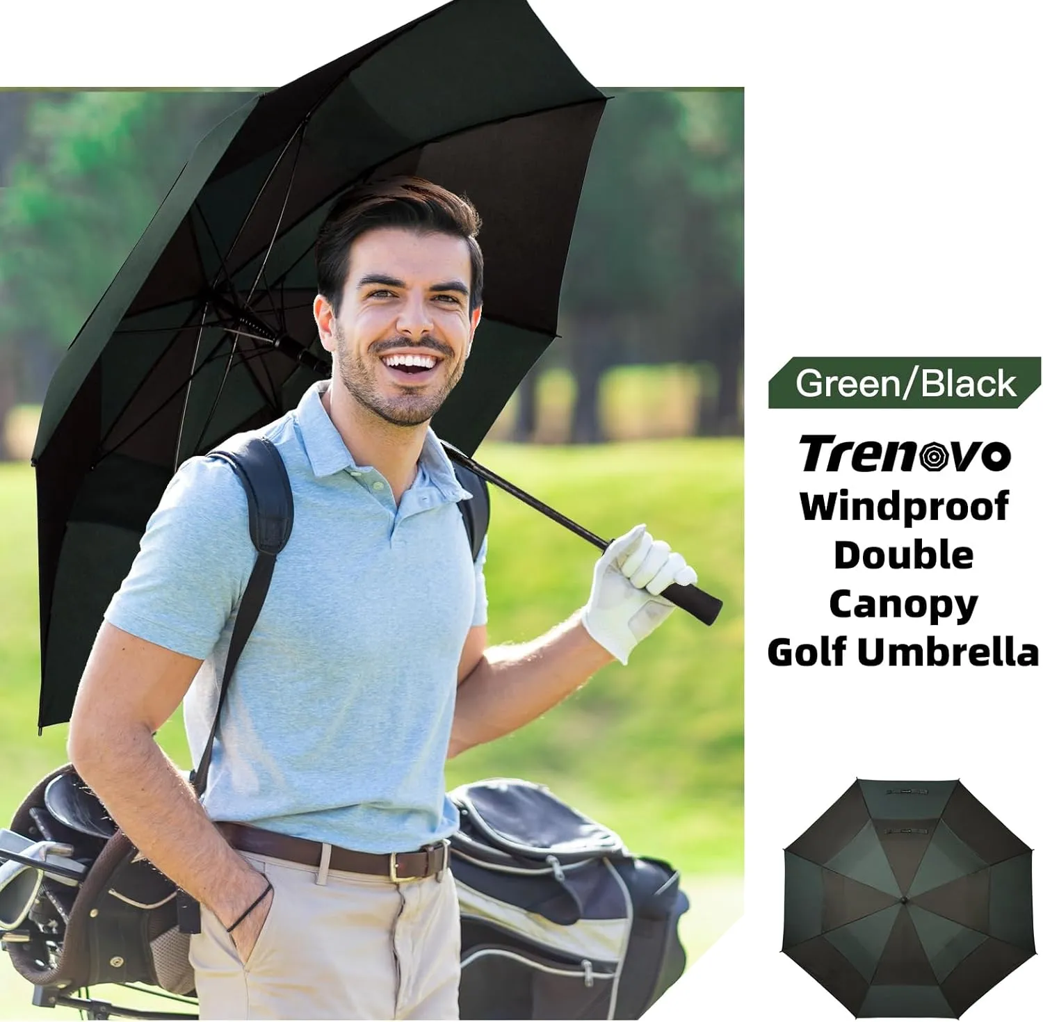 47/54 Inch Ventilated Double Canopy Windproof Stick Umbrellas for Rain, Automatic Open Golf Umbrella – Available in for Adults, Kids, Outdoor Enthusiasts