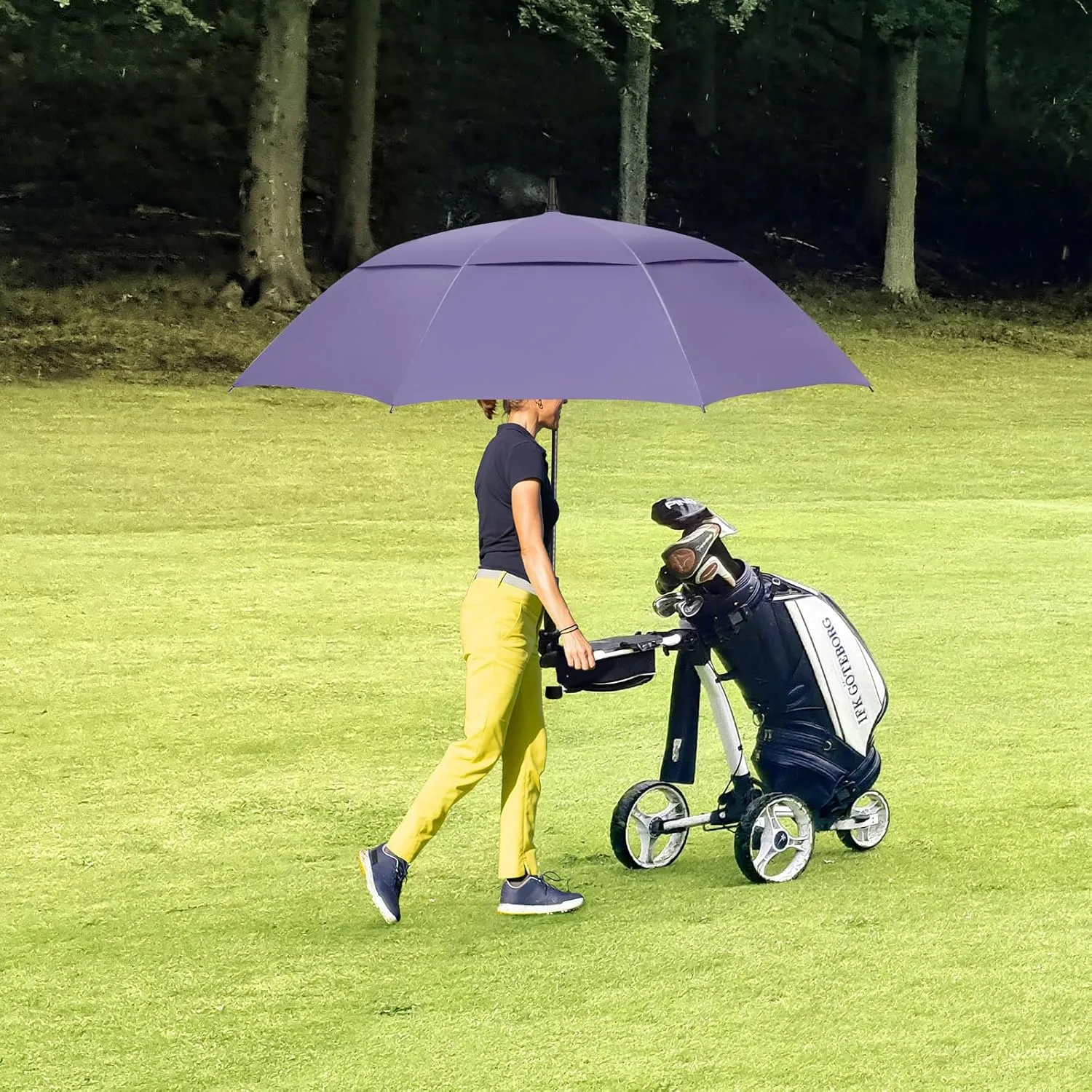 47/54 Inch Ventilated Double Canopy Windproof Stick Umbrellas for Rain, Automatic Open Golf Umbrella – Available in for Adults, Kids, Outdoor Enthusiasts