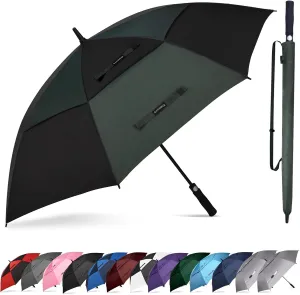 47/54 Inch Ventilated Double Canopy Windproof Stick Umbrellas for Rain, Automatic Open Golf Umbrella – Available in for Adults, Kids, Outdoor Enthusiasts