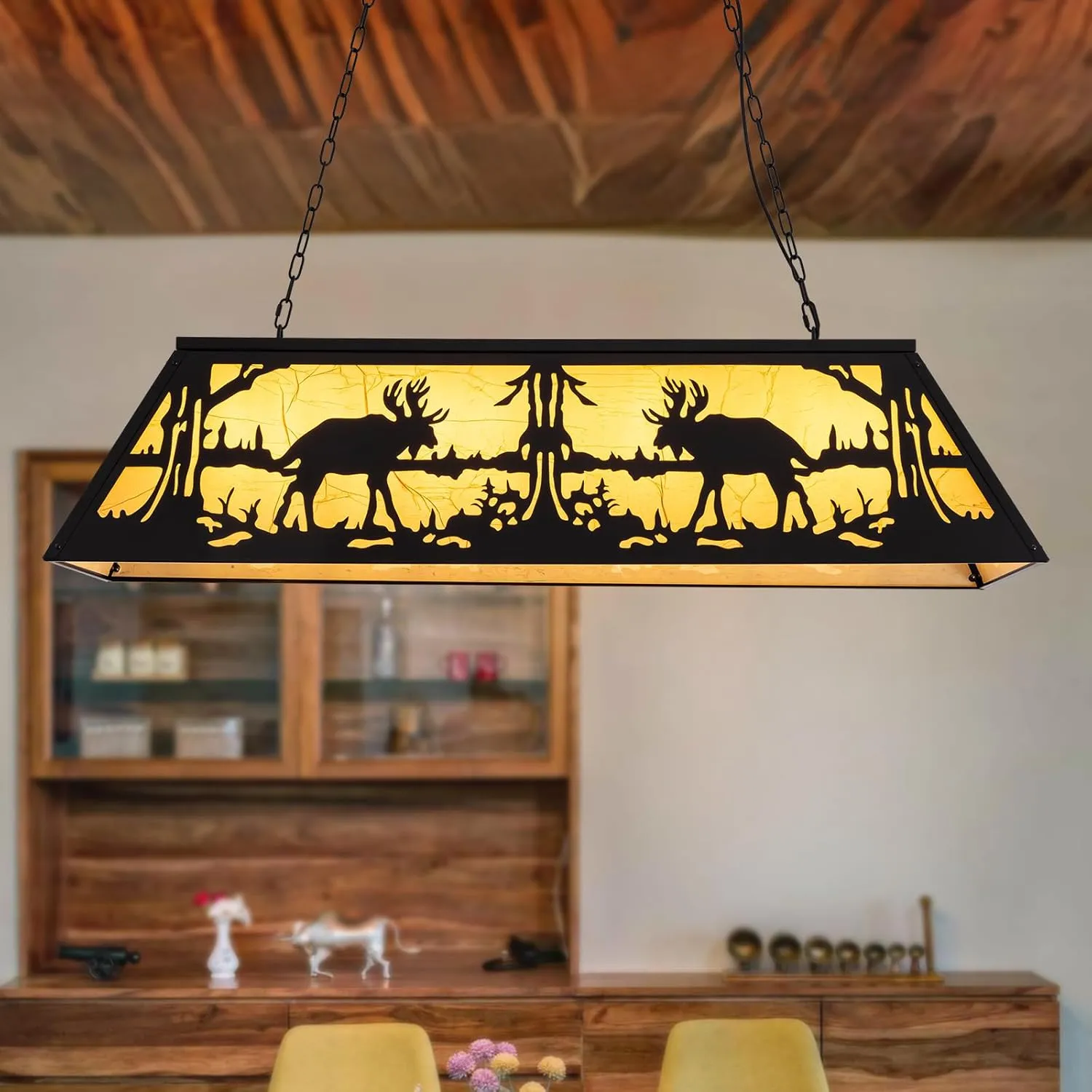 48-inch Billiard & Pool Table Lights Rustic Ceiling Light Fixture Pool Table Light for 7' 8' 9' Farmhouse Hanging Light Fixture for Game Room Man Cave Dining Room