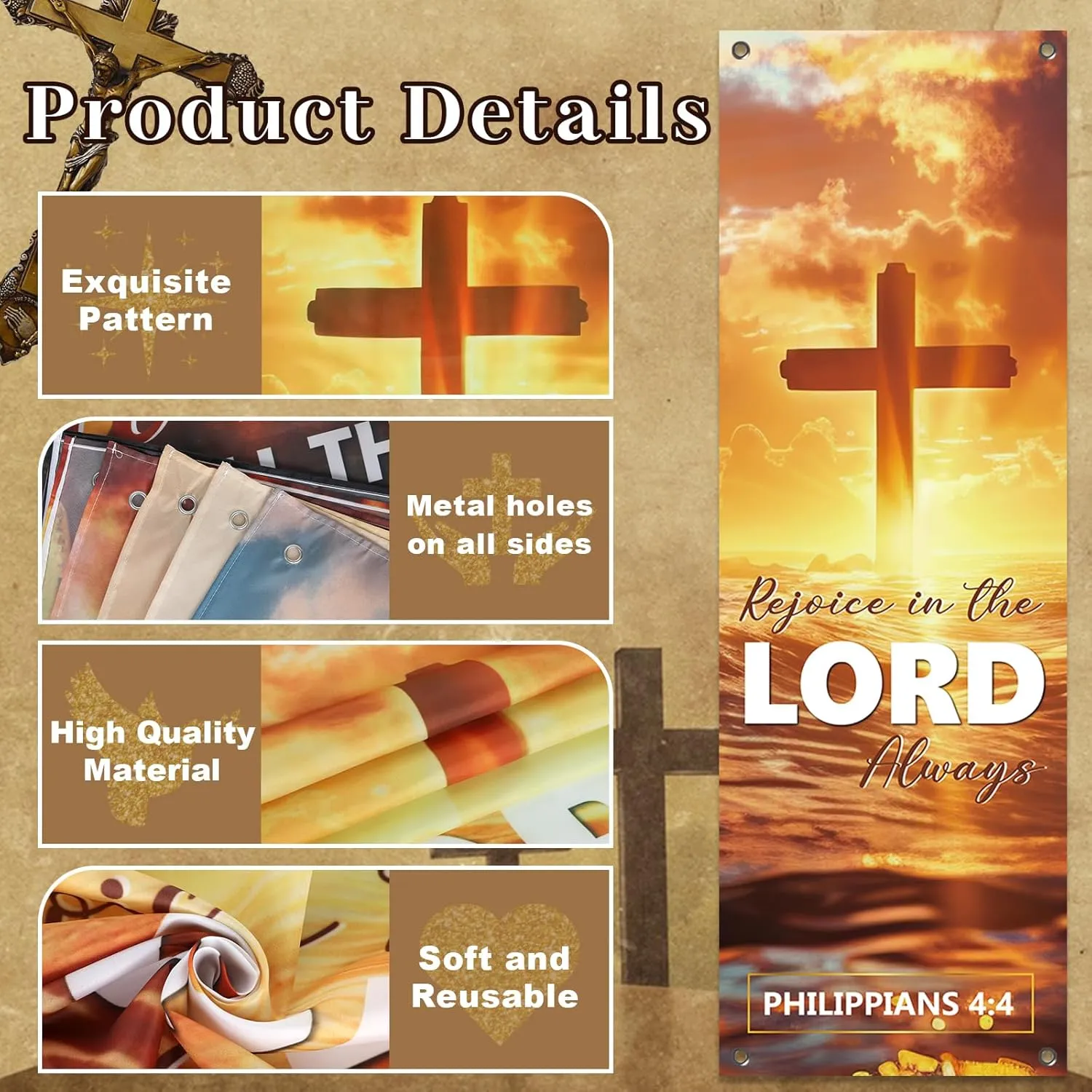 4Pcs Church Banners for Sanctuary Wall Welcome Religious Banners Hanging Backdrop Sanctuary Church Hanging Signs Bible Verses Banner Scripture Church Hanging Signs for Church School Decor