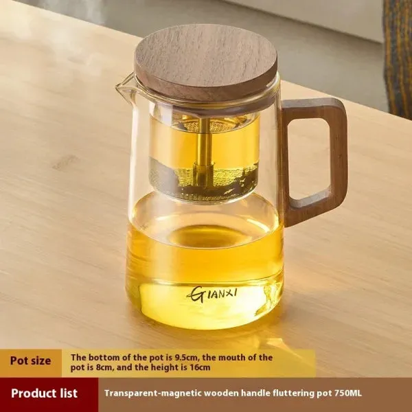 500ML Magnetic Suction Teapot – High Temperature Resistant Glass Tea Brewing Kettle