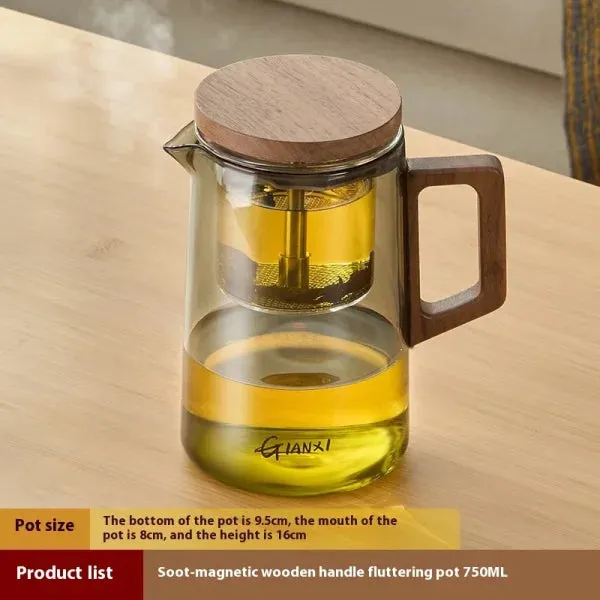 500ML Magnetic Suction Teapot – High Temperature Resistant Glass Tea Brewing Kettle