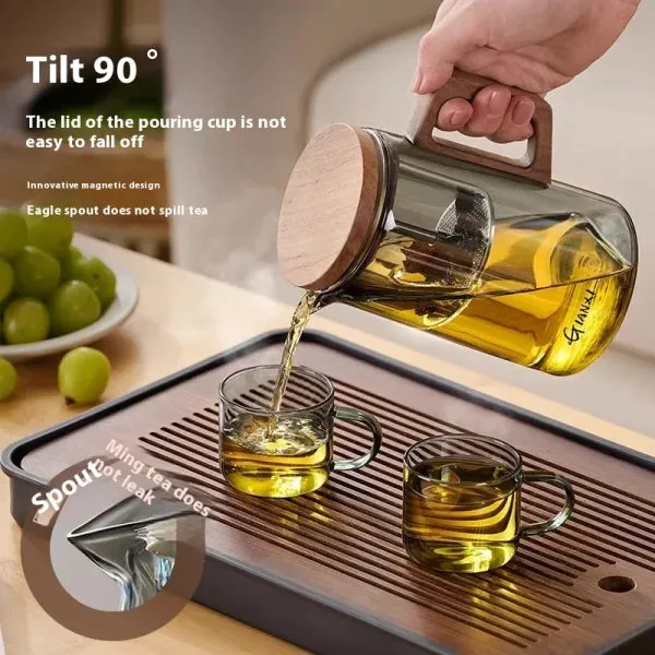 500ML Magnetic Suction Teapot – High Temperature Resistant Glass Tea Brewing Kettle