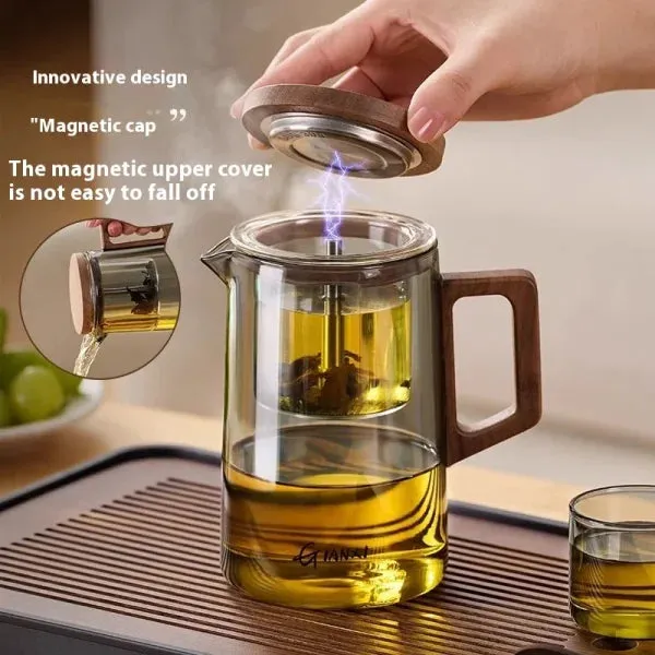 500ML Magnetic Suction Teapot – High Temperature Resistant Glass Tea Brewing Kettle