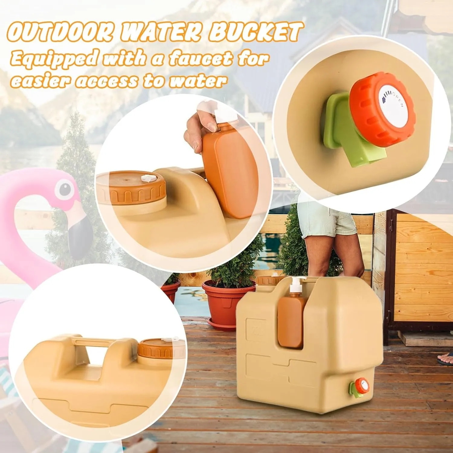 5.3 Gallon Water Containers with Spigot, Leak-Proof Water Jug with Faucet, Portable Water Tank, Multifunction Water Storage Containers for Camping Outdoor Hiking,Emergency Stroage (B)