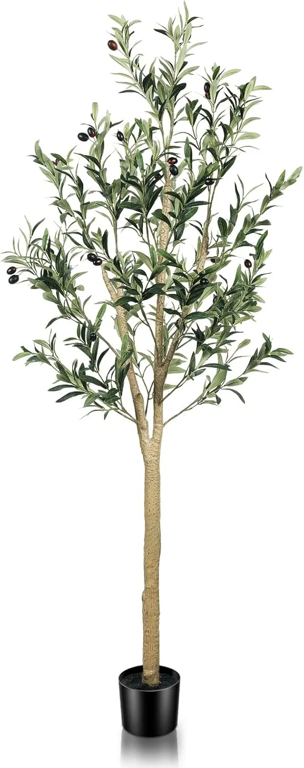 5ft(60") Olive Tree Artificial Indoor, Fake Potted Olive Tree with Planter Large Faux Olive Branches and Fruits Artificial Tree for Home Office Decor