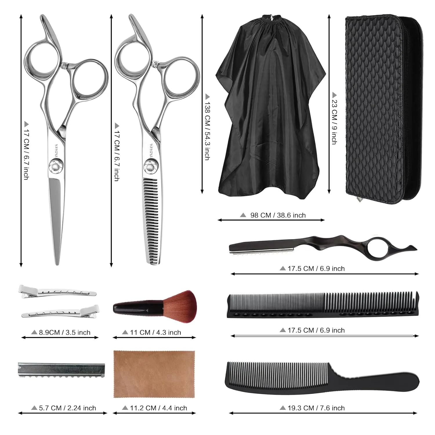 6 Inch Professional Hair Thinning and Cutting Shears Kit,Barber Shears,Cobalt Stainless Scissors,Sharp Razor Edge Barber Hair Scissors, Ergonomic Grip Design for Hair Salon or Home Use