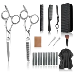 6 Inch Professional Hair Thinning and Cutting Shears Kit,Barber Shears,Cobalt Stainless Scissors,Sharp Razor Edge Barber Hair Scissors, Ergonomic Grip Design for Hair Salon or Home Use