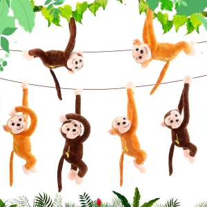 6 Pack 18 Inch Hanging Monkey Stuffed Animal Toys Cute Soft Plush Hanging Monkey Lifelike Monkey Plush Toys for Animal Party Favors Birthday Christmas Easter Gift