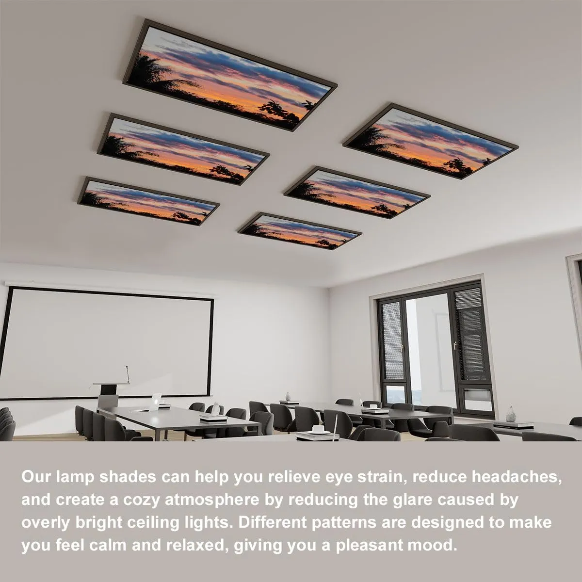6 Pack Fluorescent Light Covers Sunsets Beautiful Sky Palms Noosa Australia Decorative Magnetic Ceiling Covers Light Shade Panel for Classroom Office 4 x 2 ft