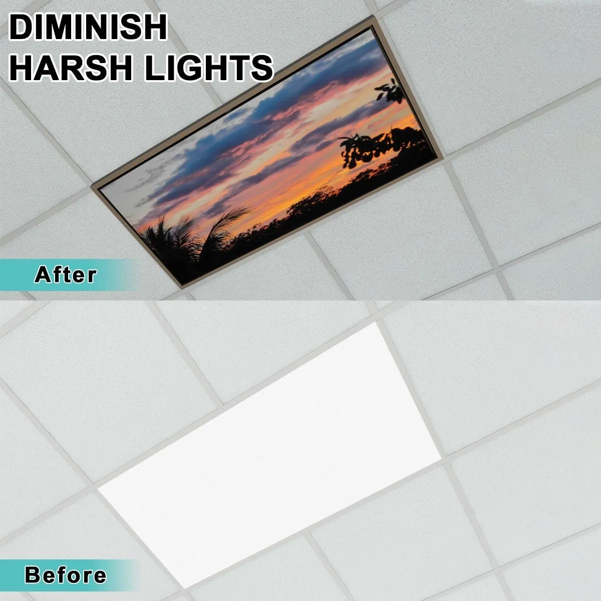 6 Pack Fluorescent Light Covers Sunsets Beautiful Sky Palms Noosa Australia Decorative Magnetic Ceiling Covers Light Shade Panel for Classroom Office 4 x 2 ft