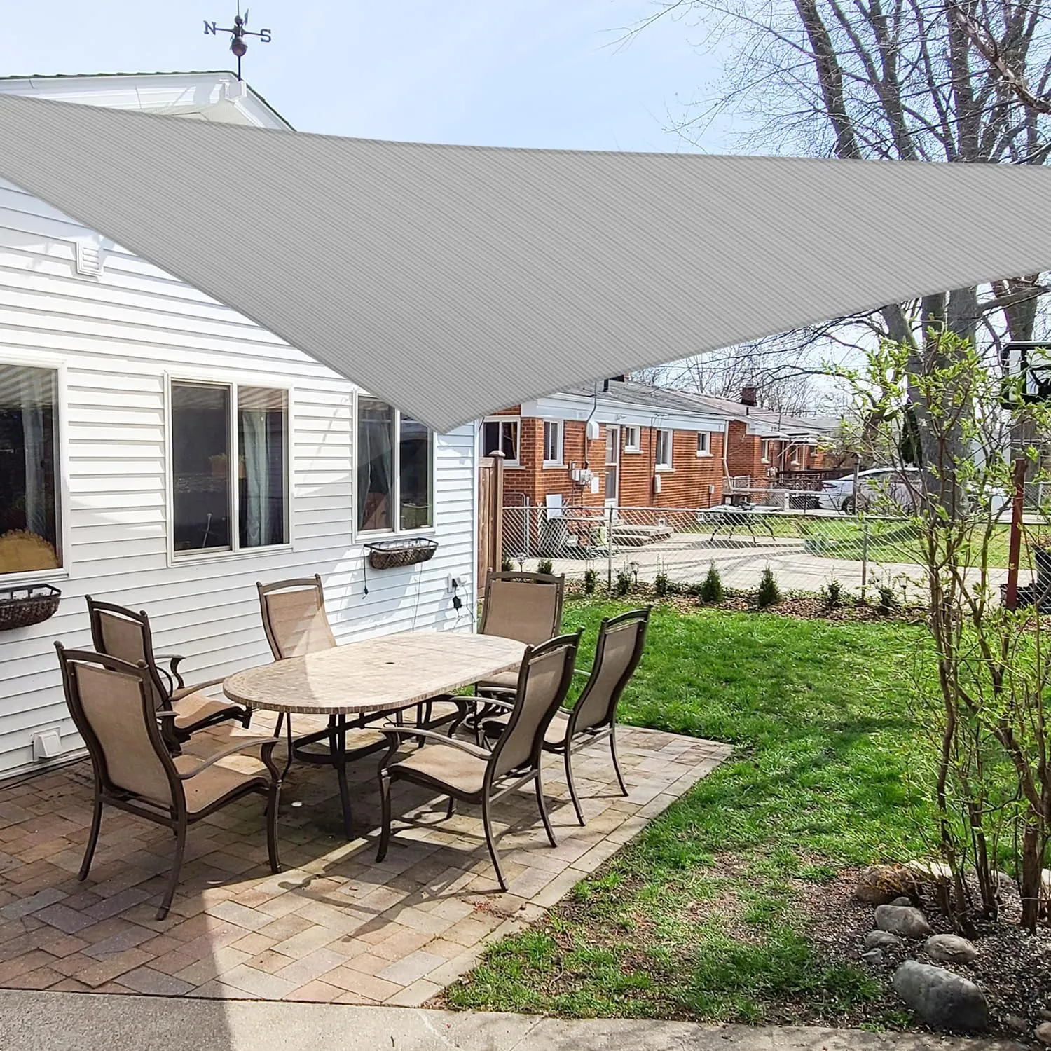 6' x 6' x 6' Sun Shade Sail Triangle Outdoor Canopy Cover UV Block for Backyard Porch Pergola Deck Garden Patio (Light Gray)