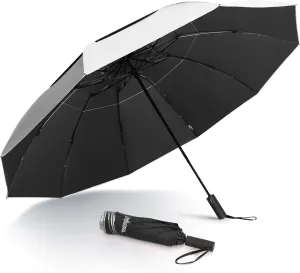 62/54/46 Inch Umbrellas for Rain Large Travel Compact Golf Umbrella Inverted Windproof Double Canopy 10 Ribs Automatic Open/Close UPF50  Sun UV Protection