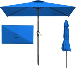 6.5' x 10' Rectangular Patio Umbrellas for Outdoor, Outdoor Table Umbrella, Large Outdoor Patio Umbrellas with 6 Sturdy Ribs for Market, Garden, Pool (Royal Blue)