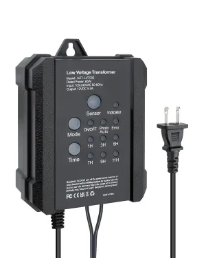 65W Low Voltage Transformer, Outdoor Low Voltage Landscape Transformer with Timer & Photocell Sensor, 120V AC to 12V DC Waterproof Power Supply for Landscape Lighting, Spotlight, Deck Lights