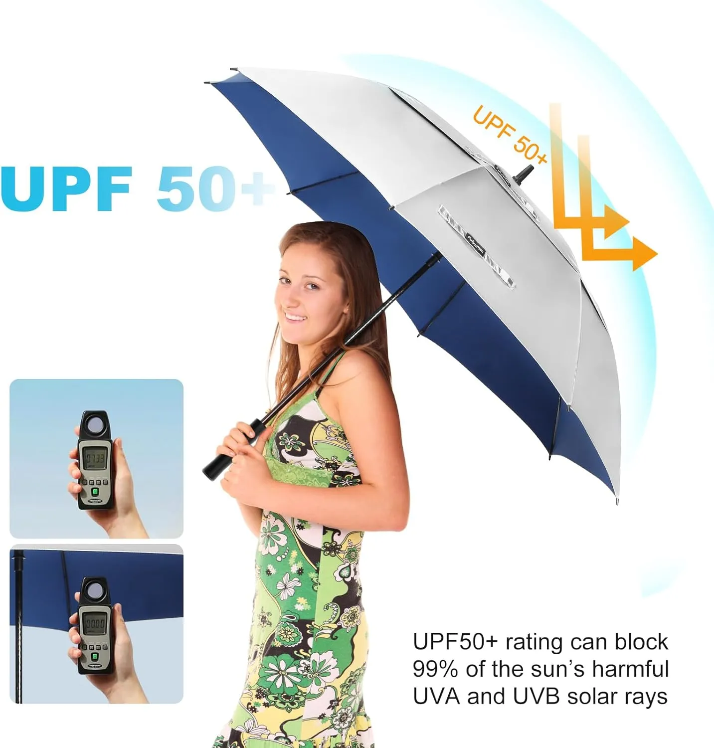 68/62/54 Inch UPF50  Sun Umbrella UV Protection UV Umbrellas for Sun Protections Windproof Large Golf Umbrella Auto Open and Vented Double Canopy Umbrellas for Sun and Rain