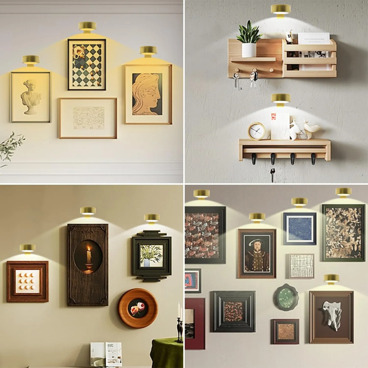 6Pack Picture Light Wireless Wall Painting Light 3 Lighting Art Display, Brightness Dimmable Timer Auto-Off, Remote Control Battery Light Indoor for Pictures Paintings Frames Dartboards Gallery