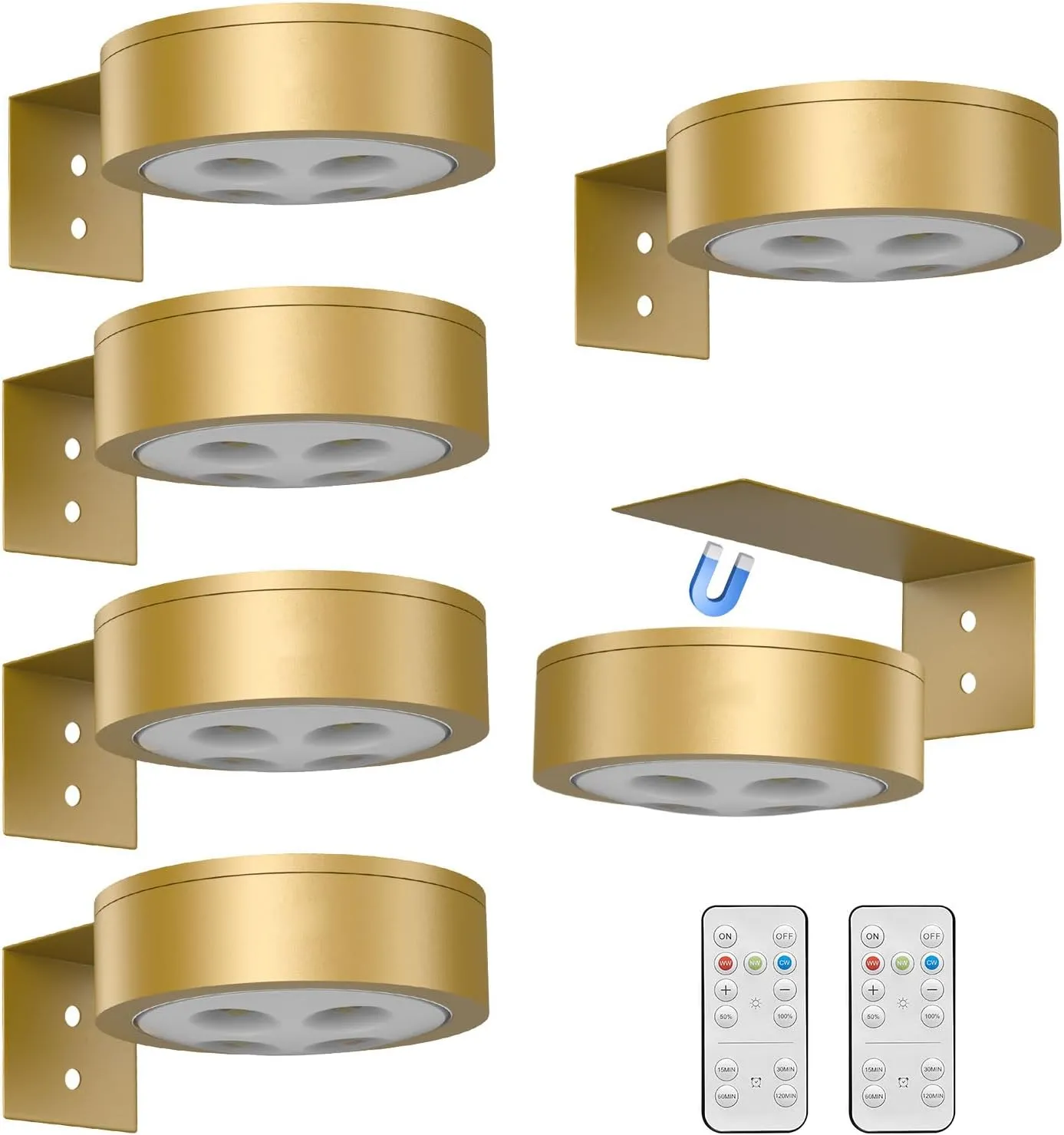 6Pack Picture Light Wireless Wall Painting Light 3 Lighting Art Display, Brightness Dimmable Timer Auto-Off, Remote Control Battery Light Indoor for Pictures Paintings Frames Dartboards Gallery
