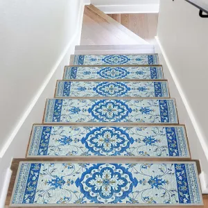 7 Pack 8" x 30" Non-Slip Carpet Stair Treads for Wooden Steps Indoor, Resistant Rugs Rubber Safety Mats for Kids Elders and Dogs