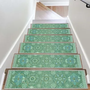 7 Pack 8" x 30" Non-Slip Carpet Stair Treads for Wooden Steps Indoor, Resistant Rugs Rubber Safety Mats for Kids Elders and Dogs