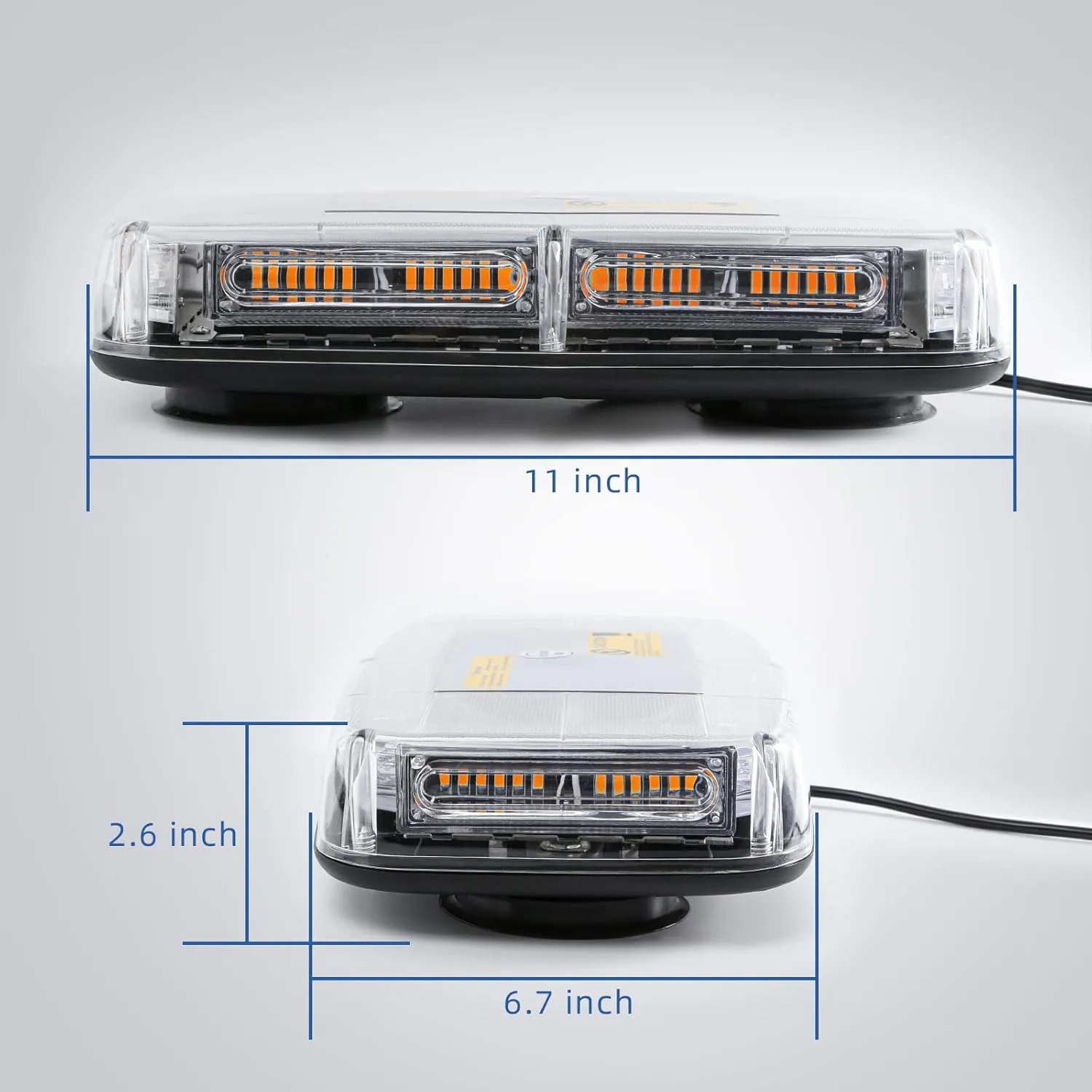 72LED Roof Top Emergency Strobe Beacon Lights, 12-24V High Visibility Safety Warning Mini LED Strobe Light bar with Magnetic Base for Snow Plow, Trucks, Construction Vehicles (Amber/White)