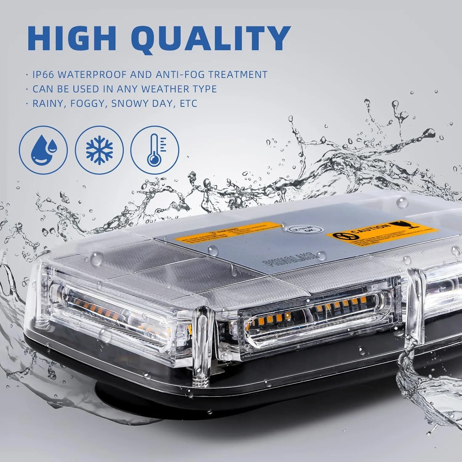 72LED Roof Top Emergency Strobe Beacon Lights, 12-24V High Visibility Safety Warning Mini LED Strobe Light bar with Magnetic Base for Snow Plow, Trucks, Construction Vehicles (Amber/White)