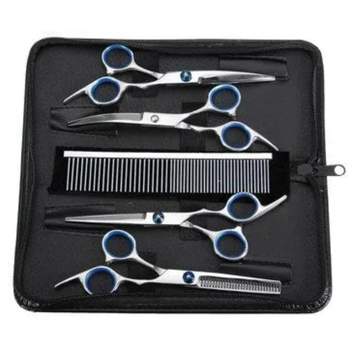 7Pcs/ Grooming Scissors Set Straight Curved Cutting