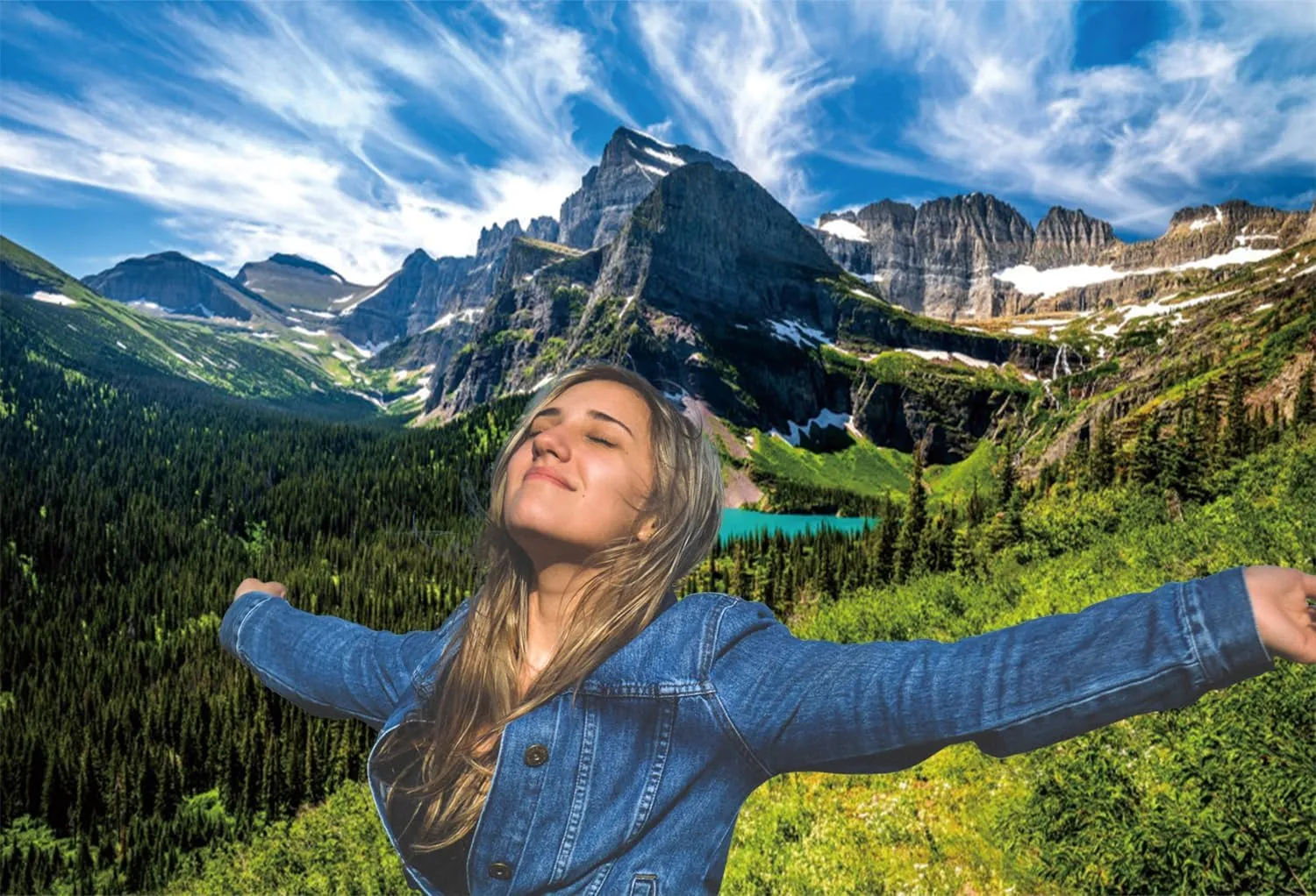 7x5ft Mountain Backdrop Nature Scenery Pine Trees Forest Blue Lake Sky Photography Background Camping Picnic Themed Party Decorations Kids Adults Outdoor Portraits Photo Studio Props