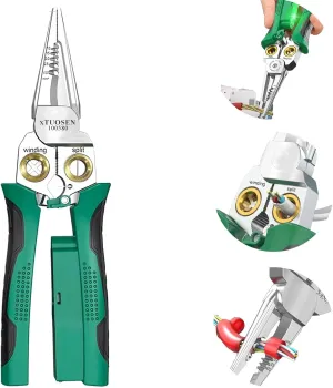 8 in 1 Wire Stripper Twister with Electricity Measurement, Multi-Function Wire Stripping Pliers for Wire Stripping Crimping and Cutting，Applicable AWG18-10/6, 1.0, 1.5, 2.5, 2.0, 4.0 mm² wire