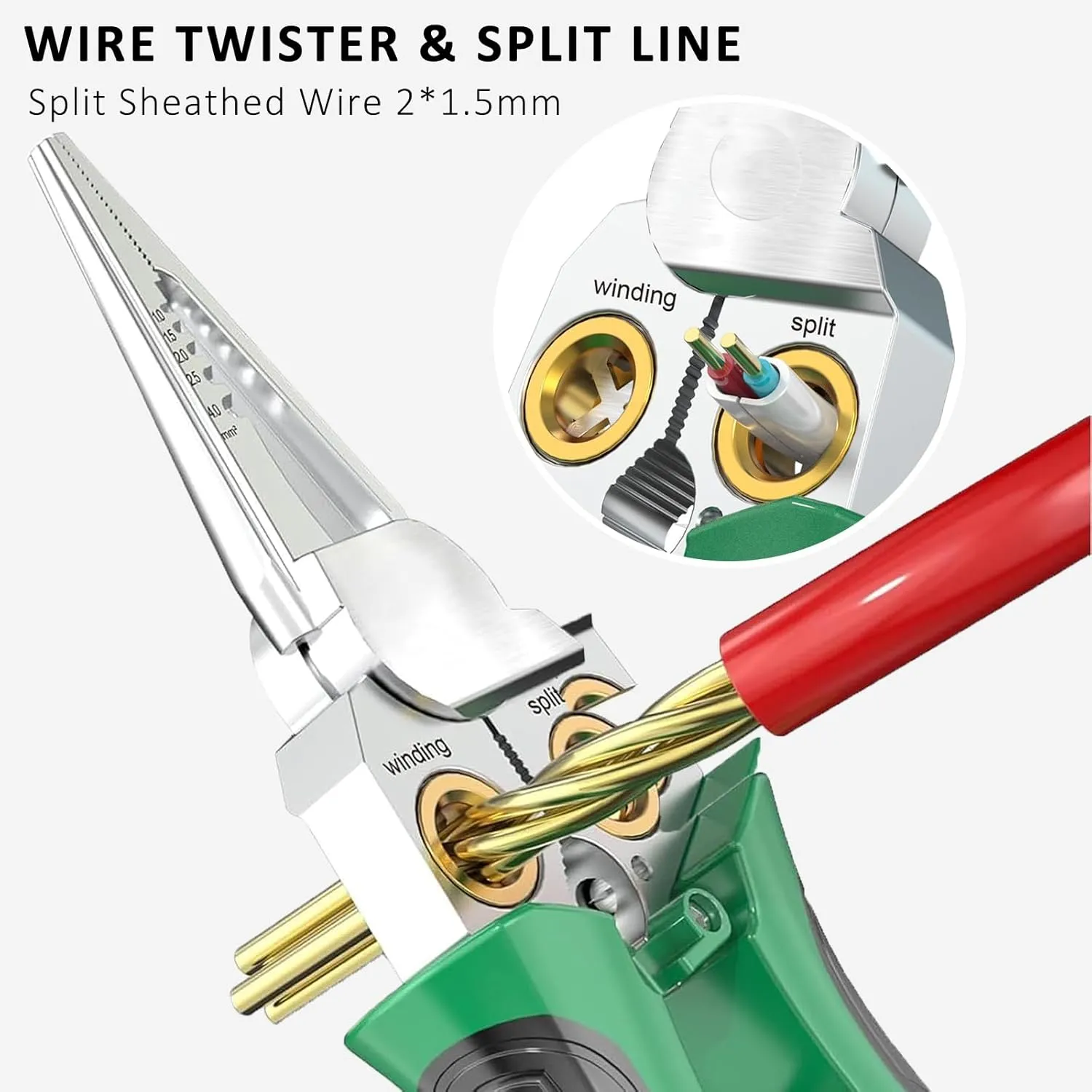 8 in 1 Wire Stripper Twister with Electricity Measurement, Multi-Function Wire Stripping Pliers for Wire Stripping Crimping and Cutting，Applicable AWG18-10/6, 1.0, 1.5, 2.5, 2.0, 4.0 mm² wire