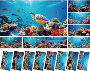 8 Pack Fluorescent Light Covers with 80 Magnets Decorative for Classroom Ceiling Light 4 x 2 Feet Magnetic Light Covers Filter Easy Install for Office Hospitals & Home Drop Ceiling Supplies(Ocean )