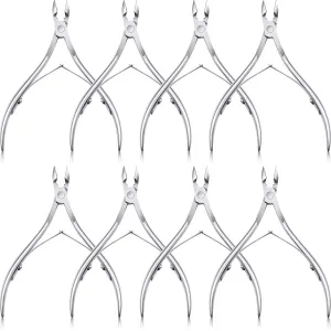8 Pieces Cuticle Trimmer Stainless Steel Cuticle Nippers Pointed Blade Dead Skin Cutter Clipper Remover Scissors Manicure Tools for Fingernails and Toenails(Silver)