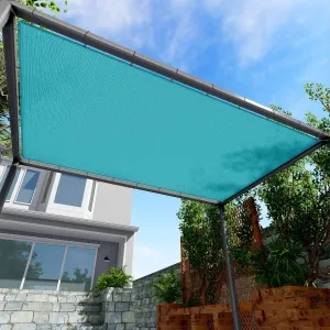 8' x 12' Sun Shade Sail Straight Edge Sun Shade Canopy Cover Outdoor with Grommets D-Ring UV Block for Pergola Backyard Patio (Turquoise)