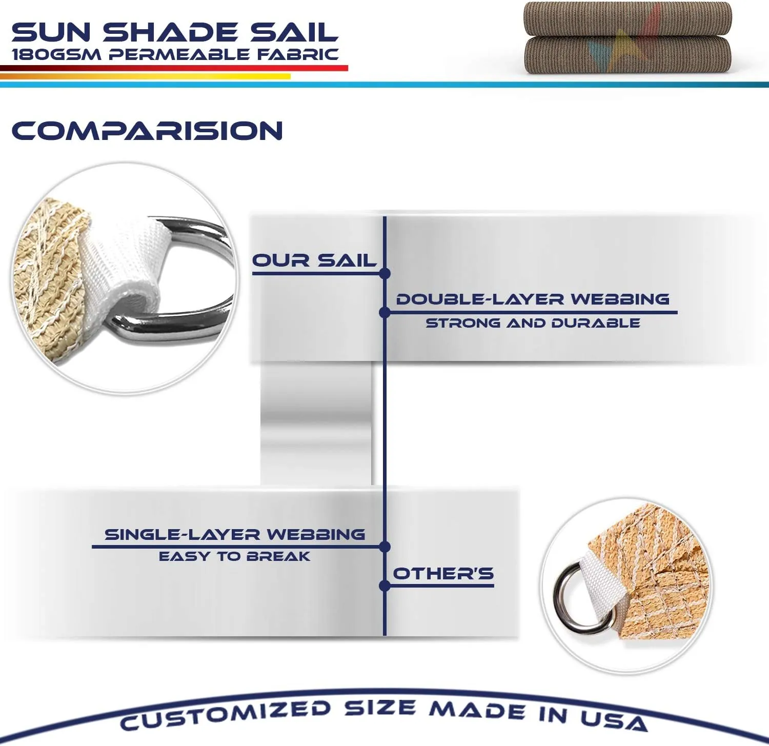 8' x 8' x 8' Sun Shade Sail Equilateral Triangle Outdoor Canopy Cover with Hardware Kit UV Block for Backyard Porch Pergola Deck Garden Patio Pool (Brown)