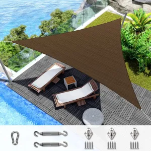 8' x 8' x 8' Sun Shade Sail Equilateral Triangle Outdoor Canopy Cover with Hardware Kit UV Block for Backyard Porch Pergola Deck Garden Patio Pool (Brown)