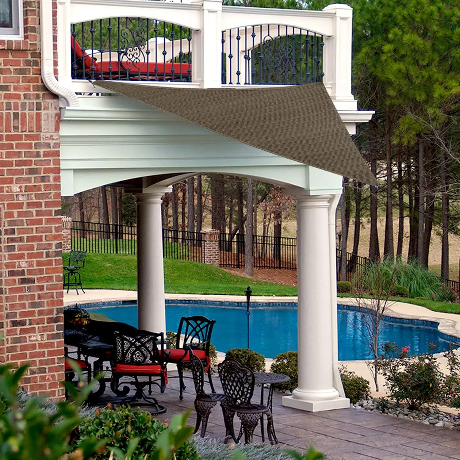8' x 8' x 8' Sun Shade Sail Equilateral Triangle Outdoor Canopy Cover with Hardware Kit UV Block for Backyard Porch Pergola Deck Garden Patio Pool (Brown)