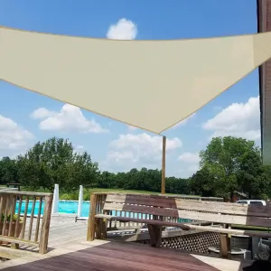 8' x 8' x 8' Sun Shade Sail Triangle Outdoor Canopy Cover UV Block for Backyard Porch Pergola Deck Garden Patio (Beige)