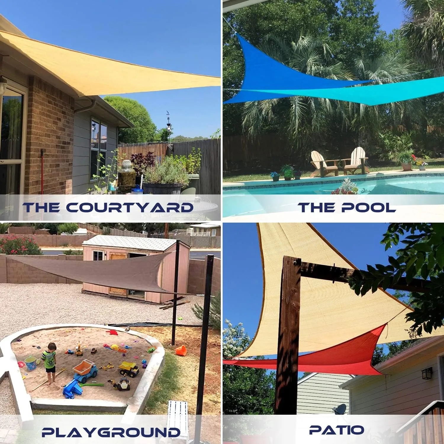 8' x 8' x 8' Sun Shade Sail Triangle Outdoor Canopy Cover UV Block for Backyard Porch Pergola Deck Garden Patio (Beige)