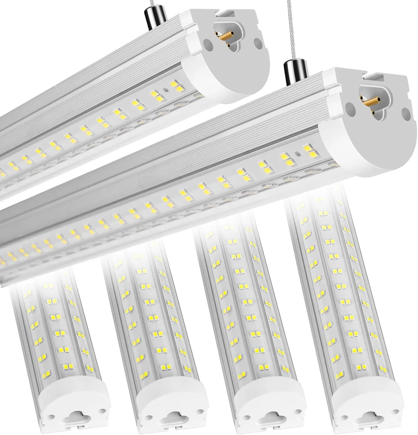 8FT LED Shop Light, U Shape 125W Integrated LED Tube Light, 6500K Clear White, 20000LM Super Bright LED Lighting, Flush Mount/Hanging Linkable LED Ceiling Lights for Garage, Plug&Play,6 Pack