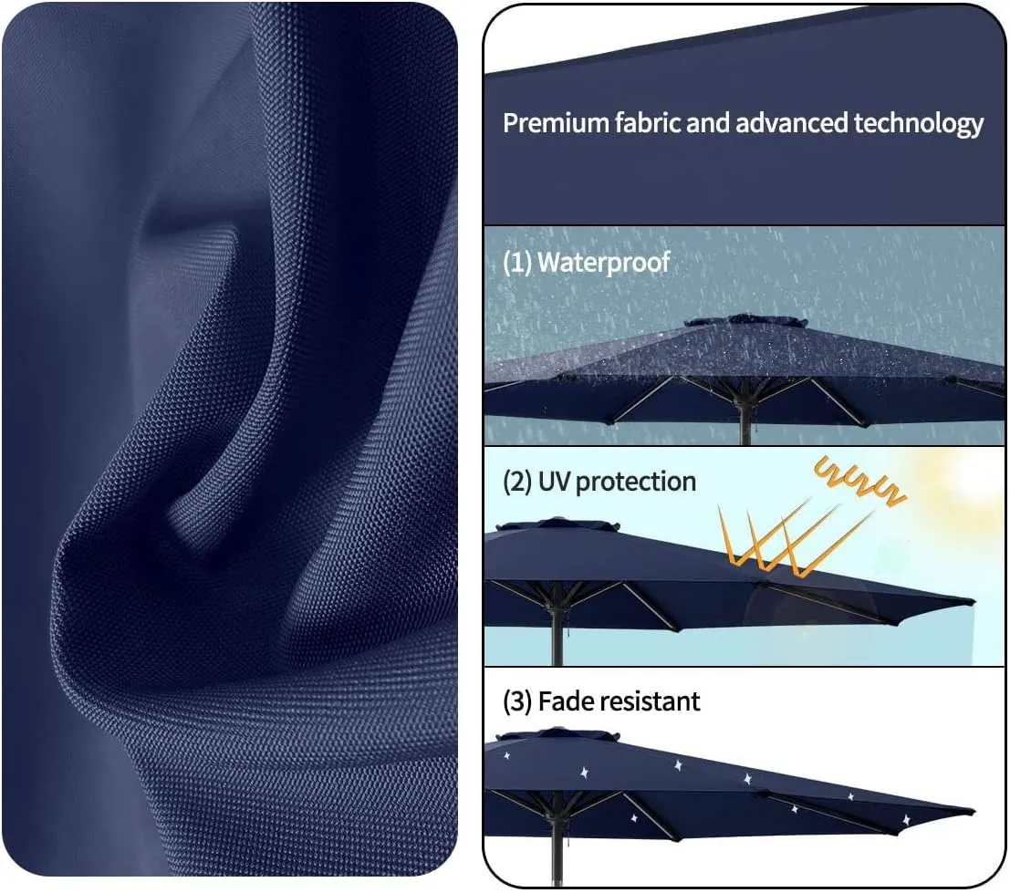 8ribs/6ribs Patio Umbrella Canopy Replacement ⌀9ft/10ft/11ft/13ft/6.5ft/7.5ft/8.2ft Outdoor Umbrella Polyester Top without rib, UV 50  Fade & Tear Resistant for Garden, Lawn, Backyard, Pool