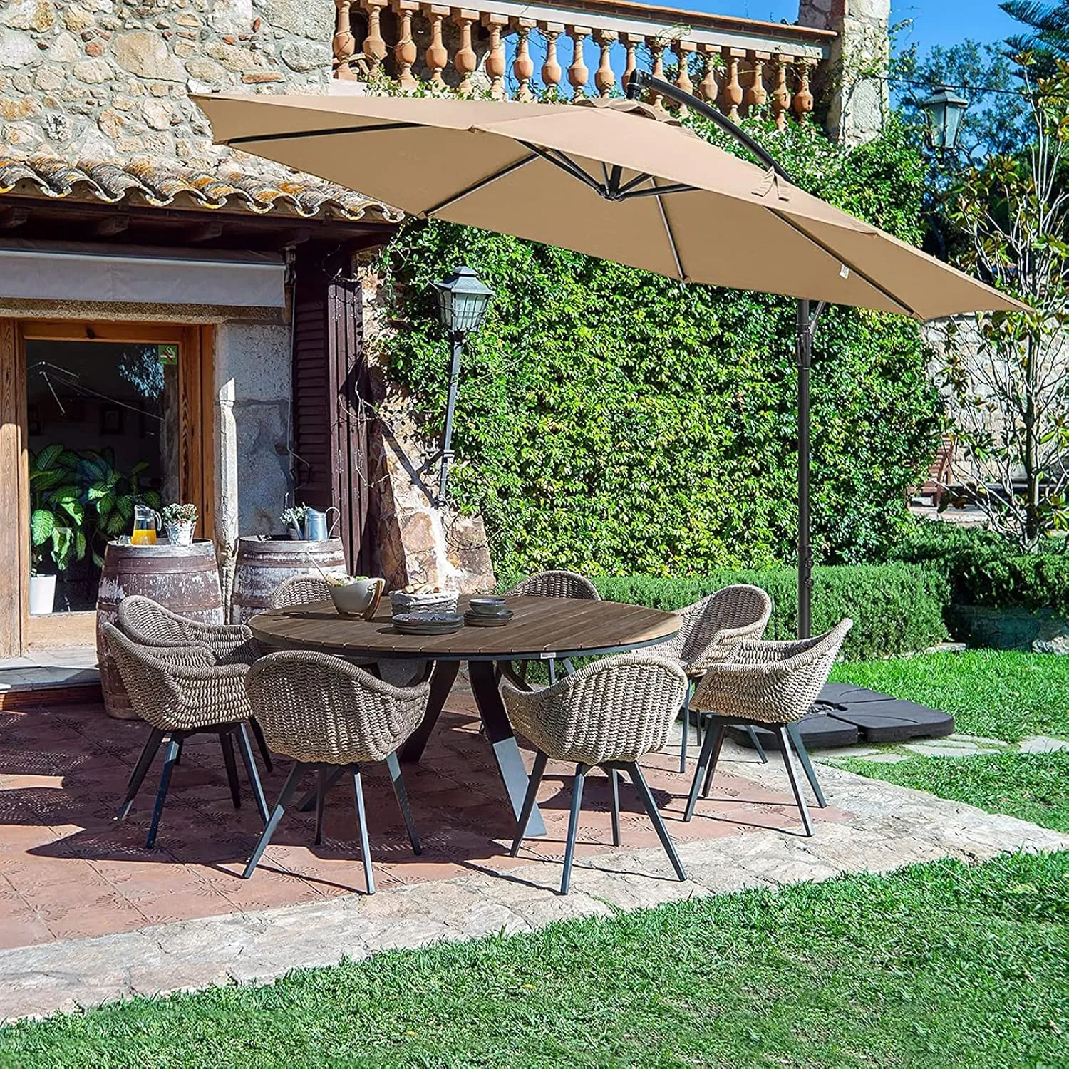8ribs/6ribs Patio Umbrella Canopy Replacement ⌀9ft/10ft/11ft/13ft/6.5ft/7.5ft/8.2ft Outdoor Umbrella Polyester Top without rib, UV 50  Fade & Tear Resistant for Garden, Lawn, Backyard, Pool
