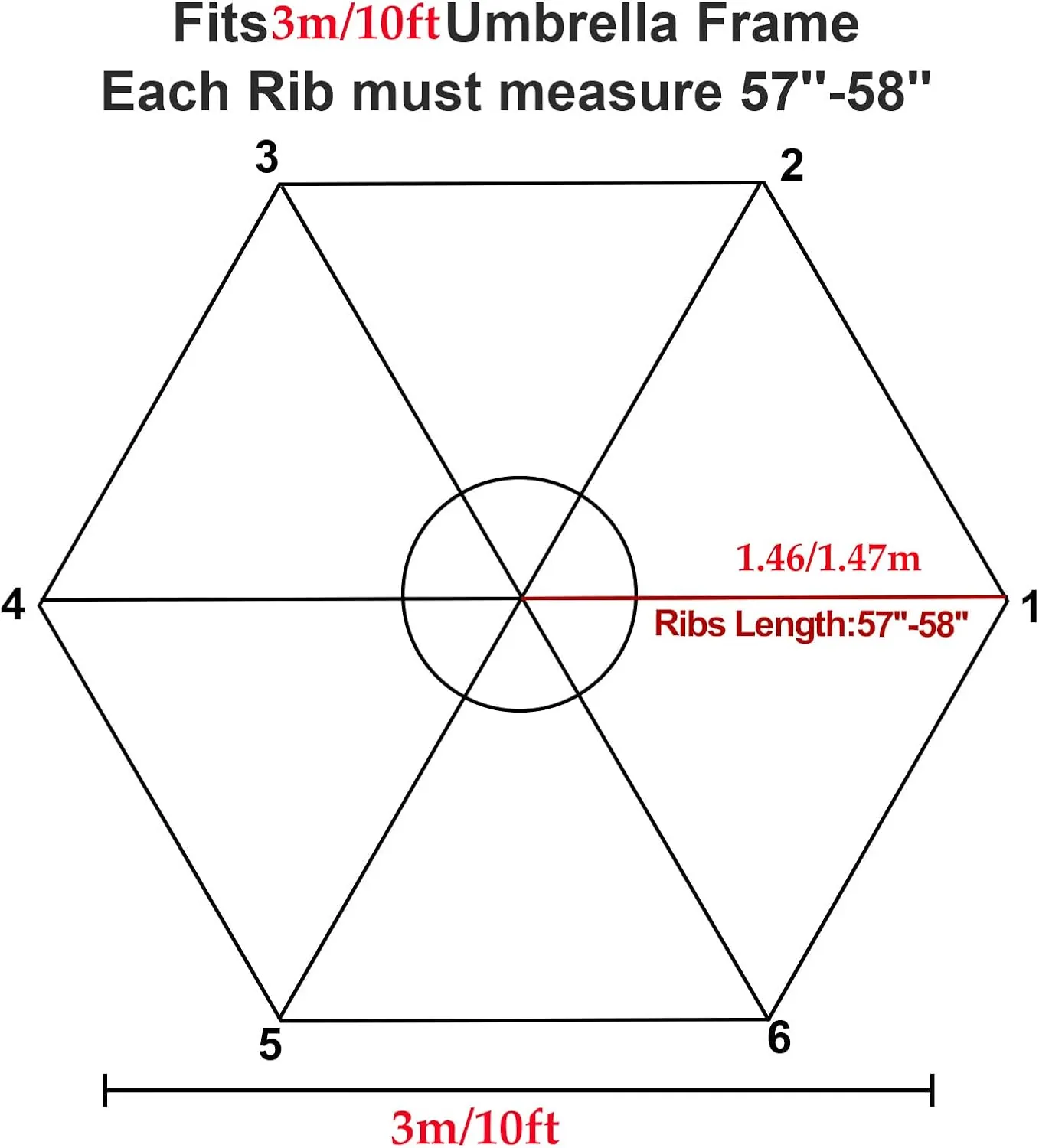 8ribs/6ribs Patio Umbrella Canopy Replacement, Polyester 9ft/10ft/11ft/13ft/6.5ft/7.5ft/8.2ft Outdoor Umbrella Replacement Top, UV 50  Fade & Tear Resistant for Garden, Lawn, Backyard, Pool