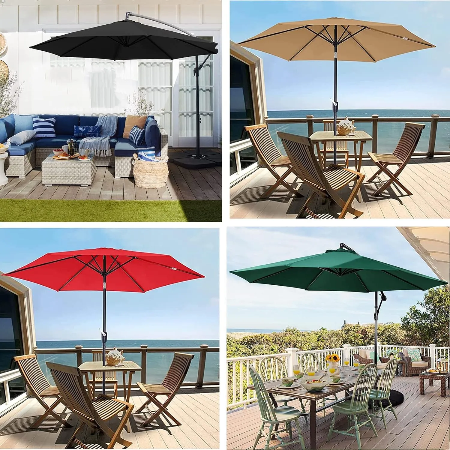 8ribs/6ribs Patio Umbrella Canopy Replacement, Polyester 9ft/10ft/11ft/13ft/6.5ft/7.5ft/8.2ft Outdoor Umbrella Replacement Top, UV 50  Fade & Tear Resistant for Garden, Lawn, Backyard, Pool